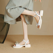 Leather chunky heel sandals, view 29 - MRSLM