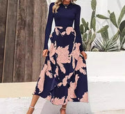 slim patchwork ruffle dress, view 3 - MRSLM