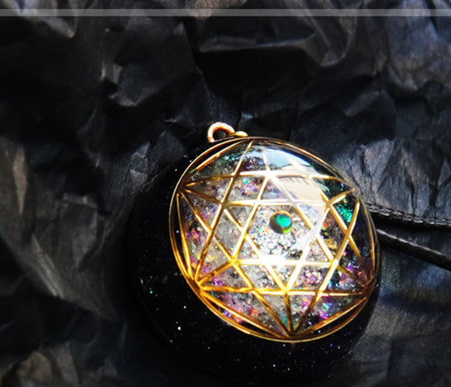 Geometric Totem Om Yoga Crystal Necklace