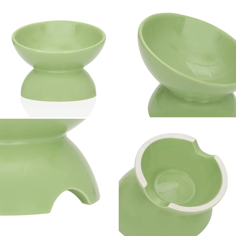 tilted elevated ceramic cat bowl, view 10 - MRSLM