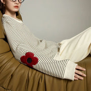 striped flower embroidery sweatshirt, view 7 - MRSLM