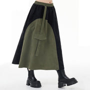 green and black asymmetric A-line skirt - MRSLM