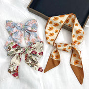 satin-feel ribbon hair ties and scarf set - MRSLM