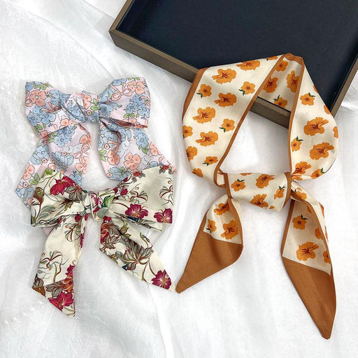 satin-feel ribbon hair ties and scarf set - MRSLM