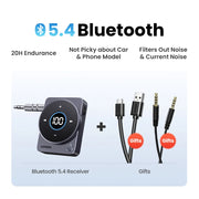 Bluetooth 5.4 aux receiver adapter 20H battery, view 2 - MRSLM