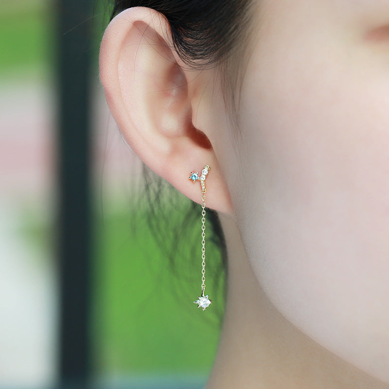 sterling silver y-shaped star long studs - MRSLM