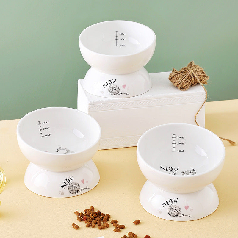 elevated ceramic cat bowl, view 5 - MRSLM