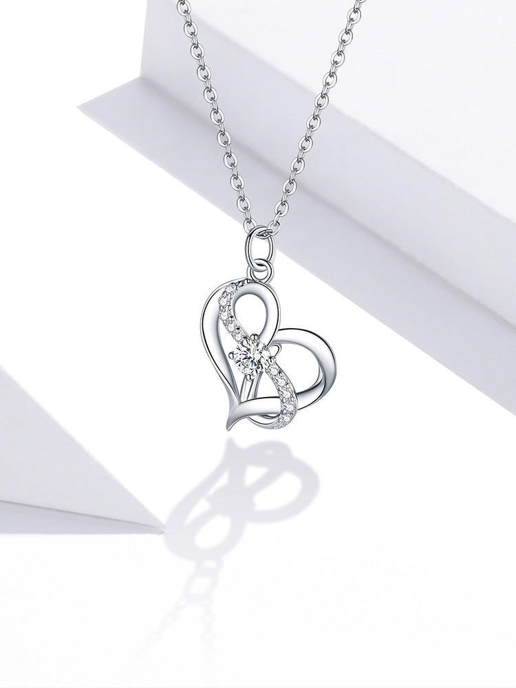 Heart-shaped Hollow Inlaid Zircon S925 Necklace