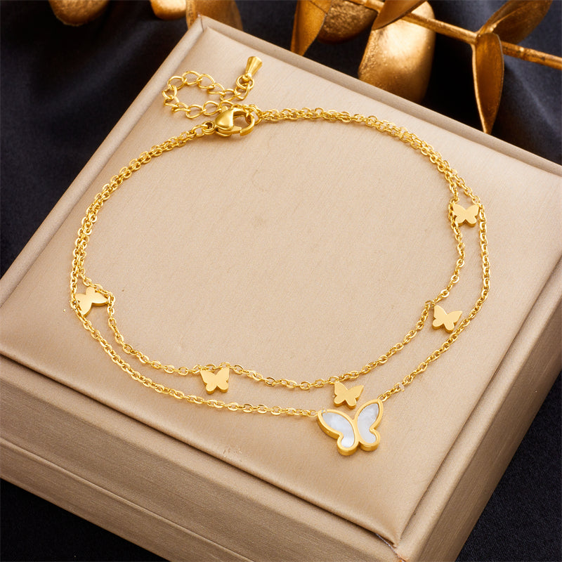 double-layer butterfly anklet, view 2 - MRSLM