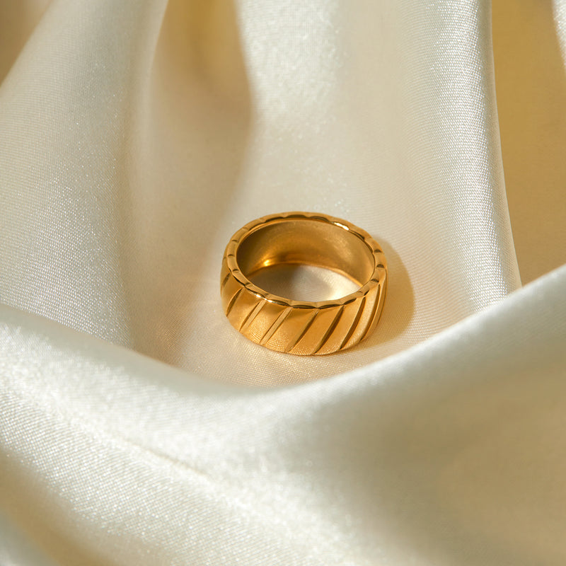 Gold plated hypotenuse pattern closed ring, view 4 - MRSLM