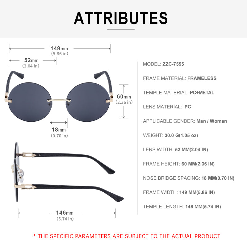 gradient rimless round sunglasses, view 13 - MRSLM
