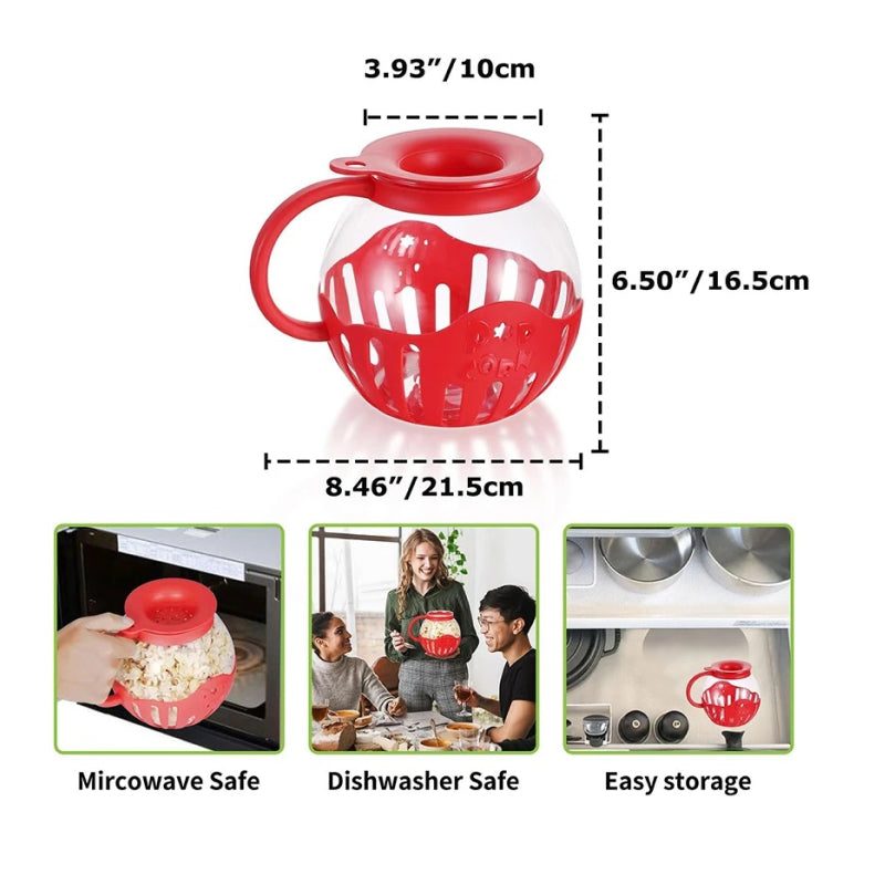 microwave glass popcorn popper with silicone lid, view 7 - MRSLM