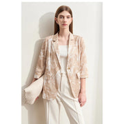 silk stretch printed blazer, view 3 - MRSLM