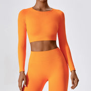 Women's ribbed long sleeve yoga crop top, view 23 - MRSLM