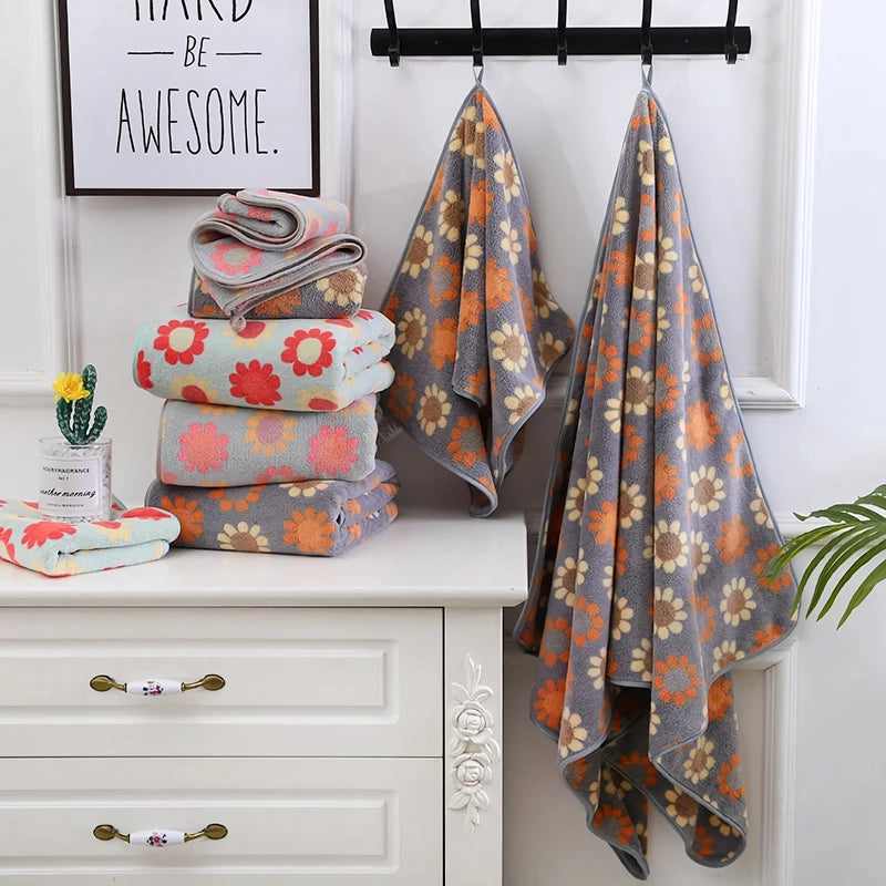 microfiber floral bathroom towel set - MRSLM