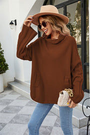 women's loose solid turtleneck knit sweater, view 5 - MRSLM
