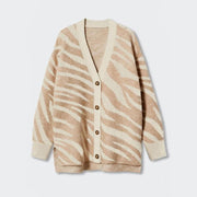 vintage print knitted cardigan, view 2 - MRSLM