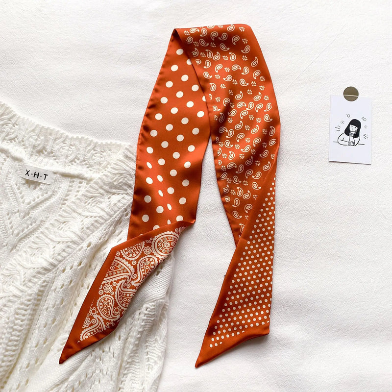 silk-feel narrow scarf, view 4 - MRSLM