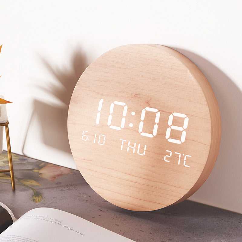 Silent LED wooden wall clock, view 3 - MRSLM