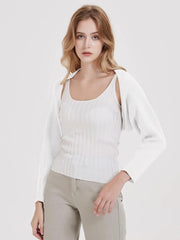 long sleeve knit crop top cardigan, view 5 - MRSLM