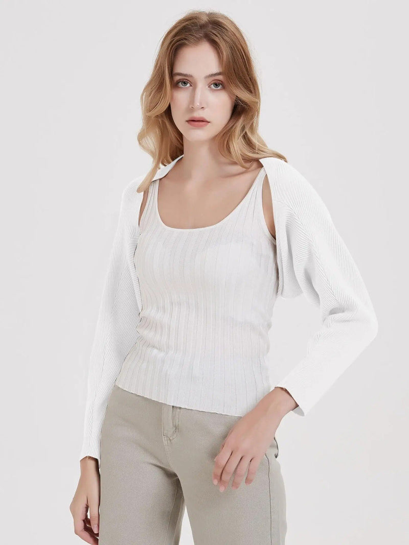 long sleeve knit crop top cardigan, view 5 - MRSLM