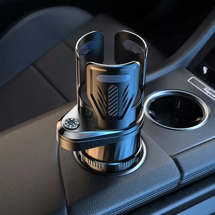 Multifunctional Carbon Fiber Car Cup Holder with Built-In Compass