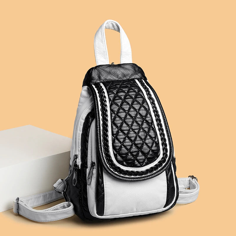 Women's vintage PU leather backpack, view 5 - MRSLM