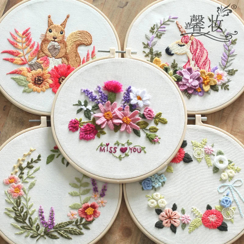flower and squirrel embroidery starter kit - MRSLM
