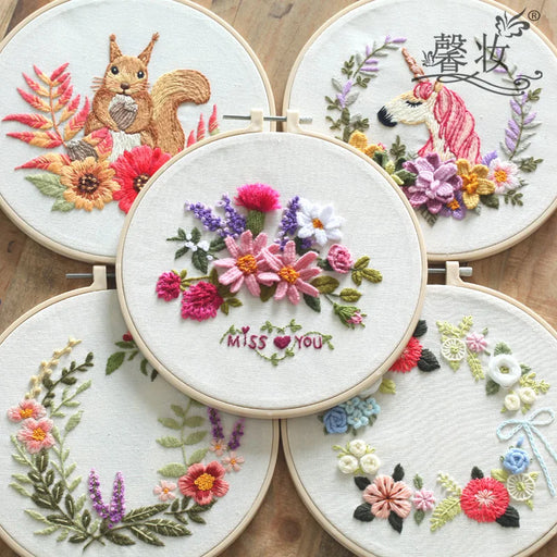 flower and squirrel embroidery starter kit - MRSLM