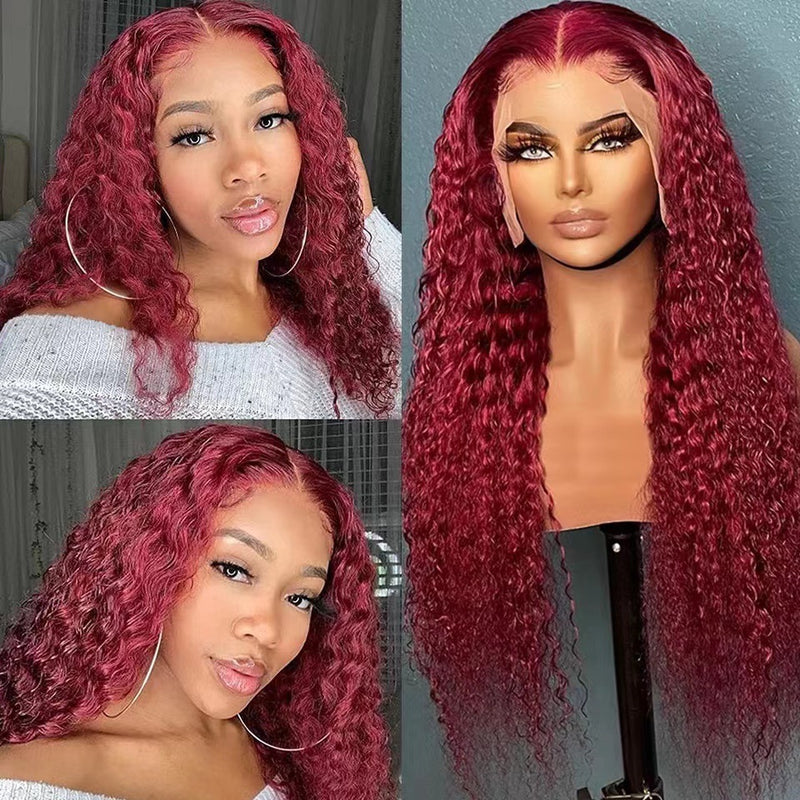 wine red long front lace wig - MRSLM