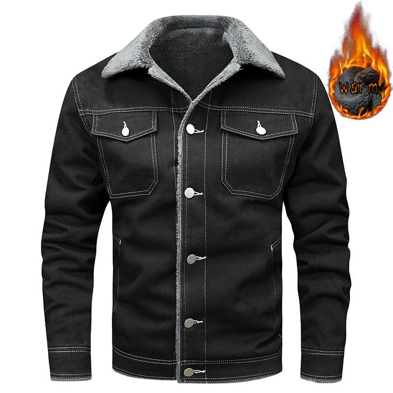 Men's fleece-lined denim jacket, view 3 - MRSLM