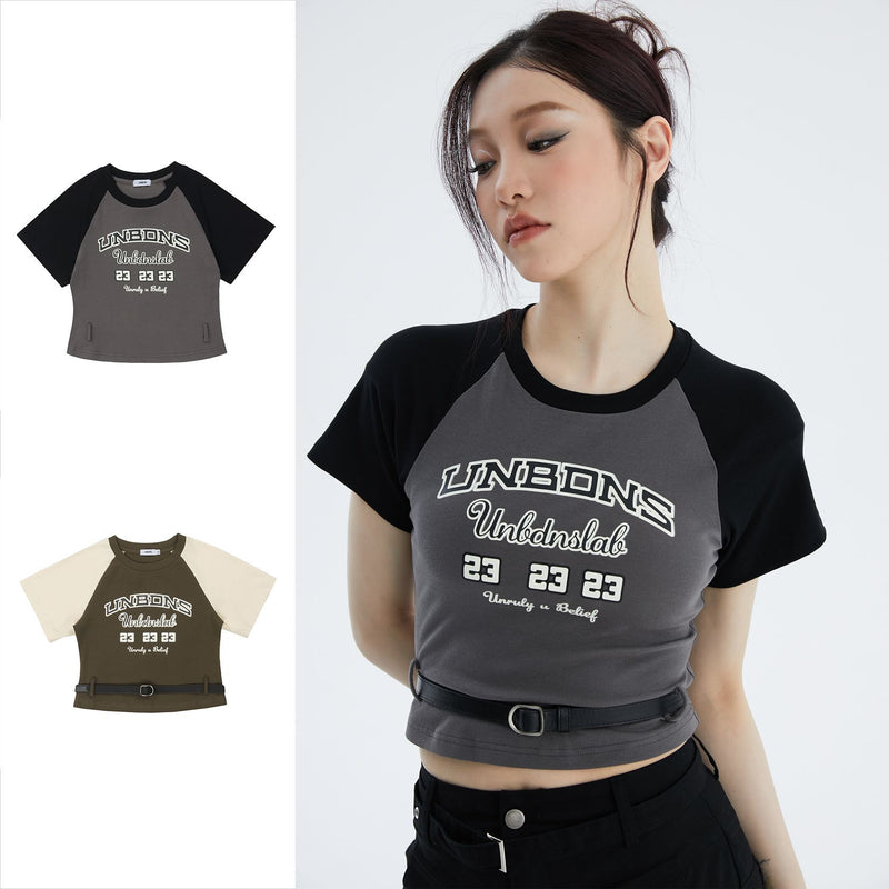 women's lace-up cropped short sleeve t-shirt, view 9 - MRSLM