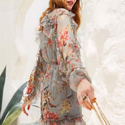 retro floral chiffon jumpsuit, view 4 - MRSLM