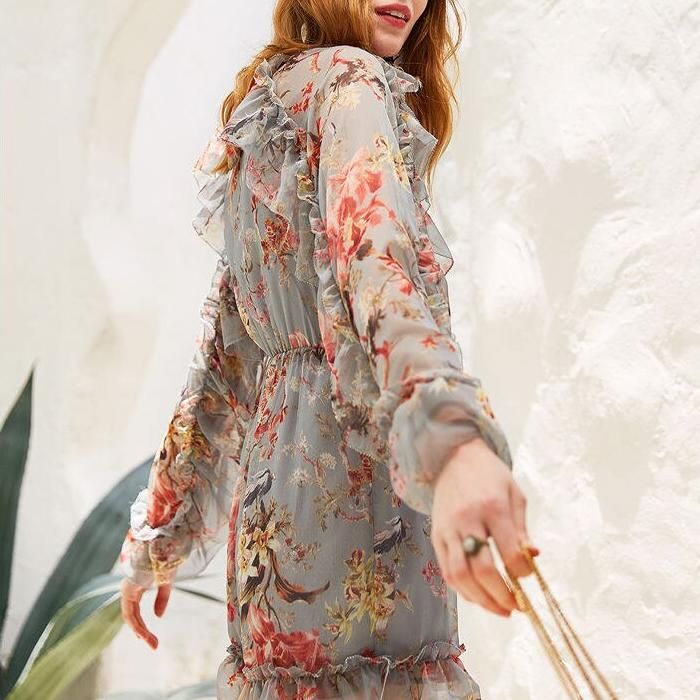 retro floral chiffon jumpsuit, view 4 - MRSLM