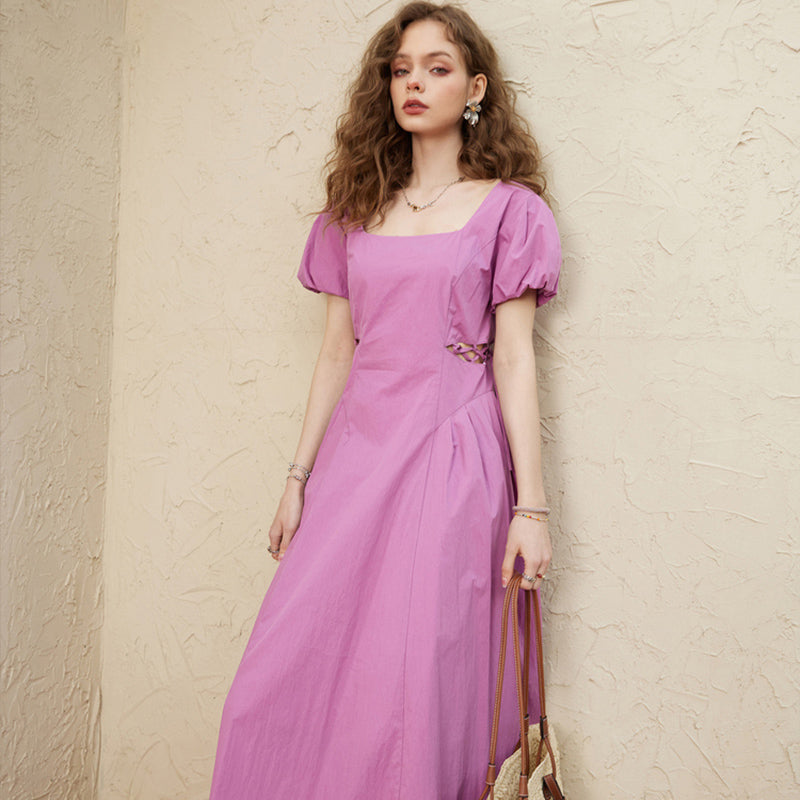 a-line mini dress with square collar - MRSLM