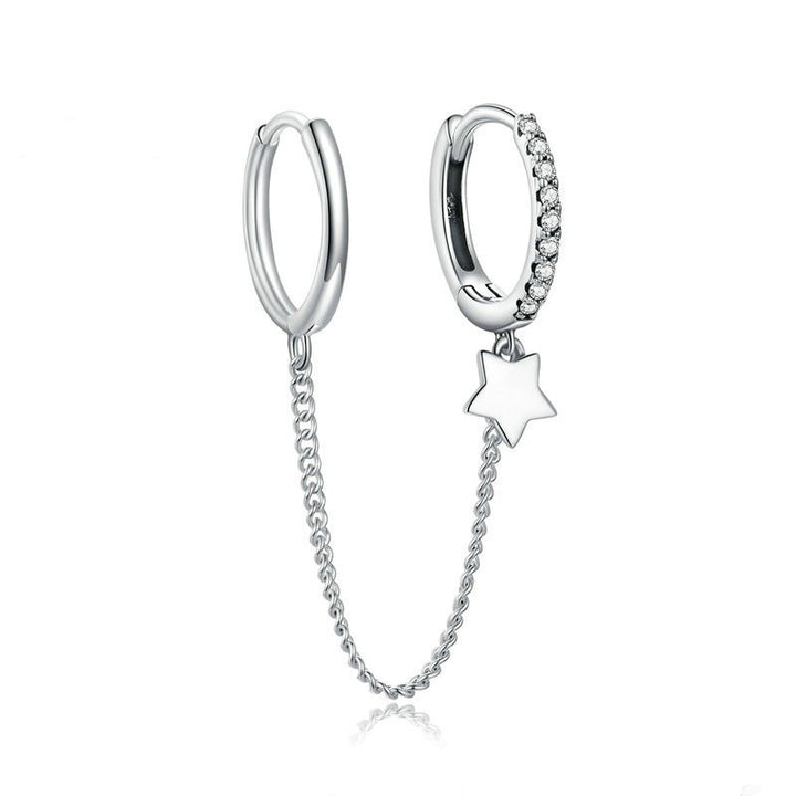 S925 Sterling Silver Star Earclip Female