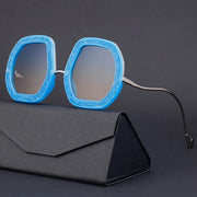 oversized diamond polygon sunglasses, view 12 - MRSLM