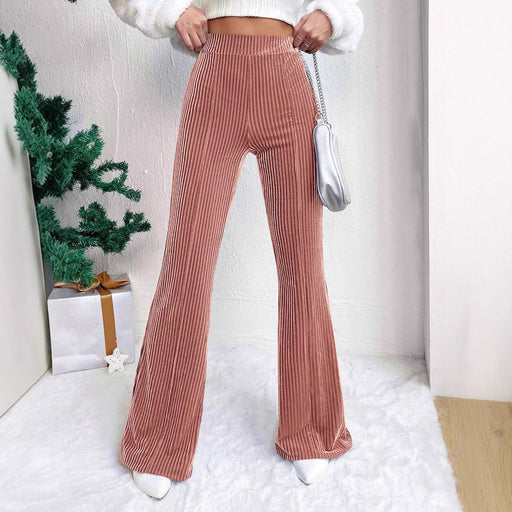 high waist corduroy bell-bottom wide-leg pants - MRSLM