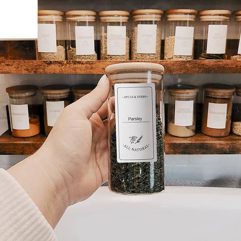 glass seasoning jars with bamboo lids, view 7 - MRSLM