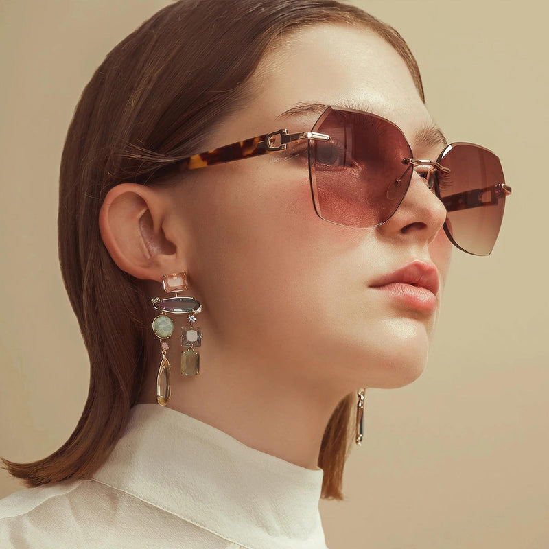 rimless geometric gradient sunglasses, view 6 - MRSLM