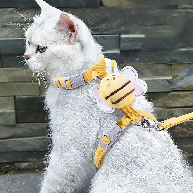 cute bee adjustable cat harness and leash - MRSLM