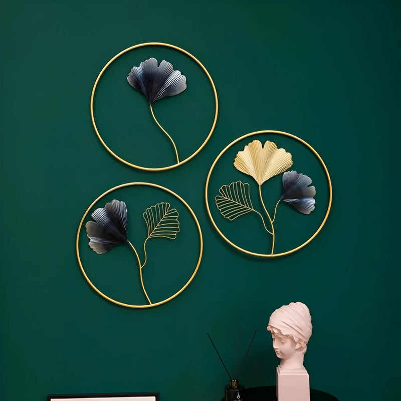 modern metal ginkgo leaf wall hanging, view 6 - MRSLM