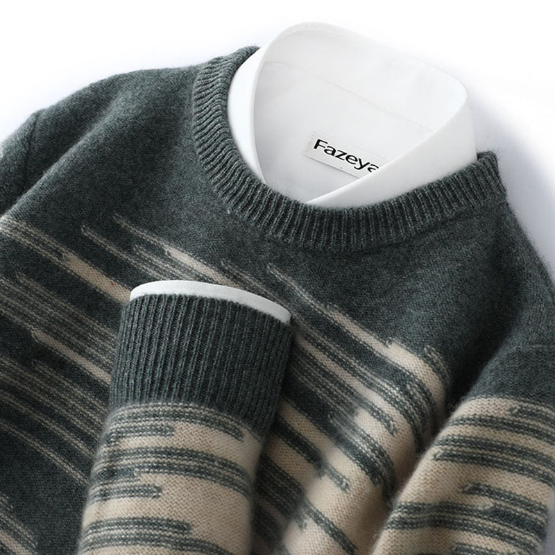 men's loose round neck sweater, view 2 - MRSLM