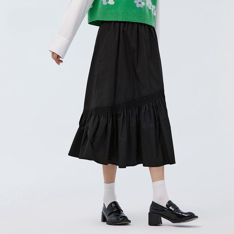 elegant mid-calf black skirt, view 4 - MRSLM