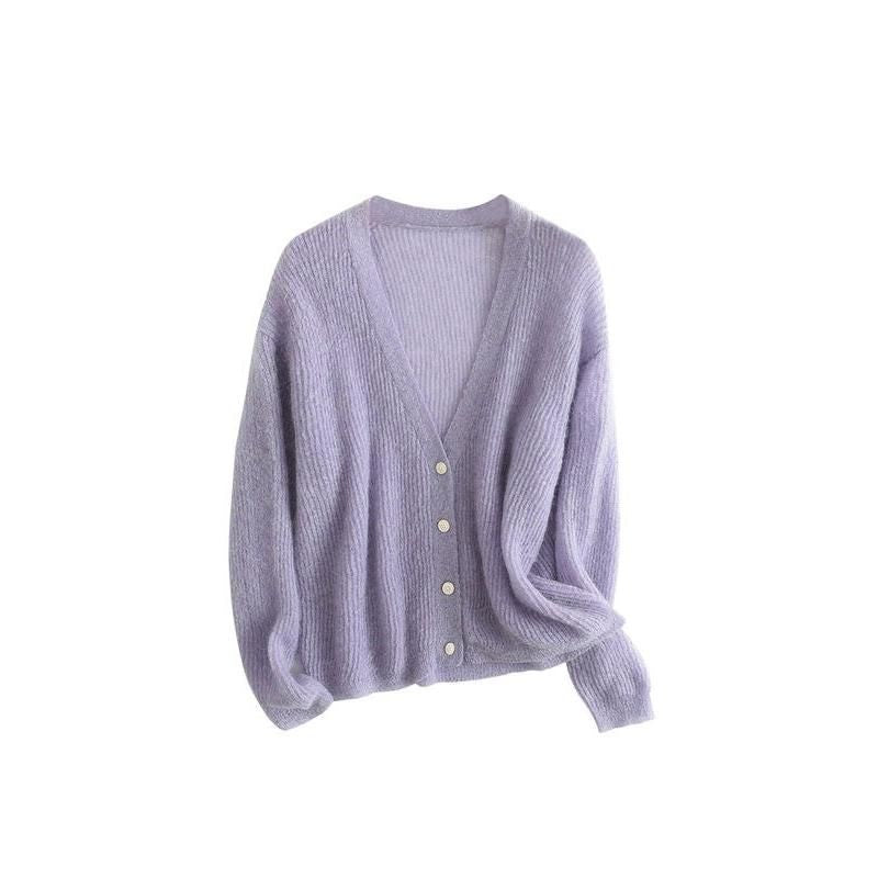 Mohair-wool blend cardigan, view 3 - MRSLM