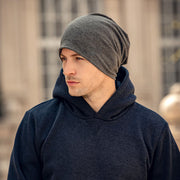 Men's solid color cotton beanie, view 3 - MRSLM