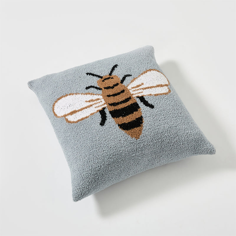 cute bee pattern microfiber knitted pillow case, view 2 - MRSLM