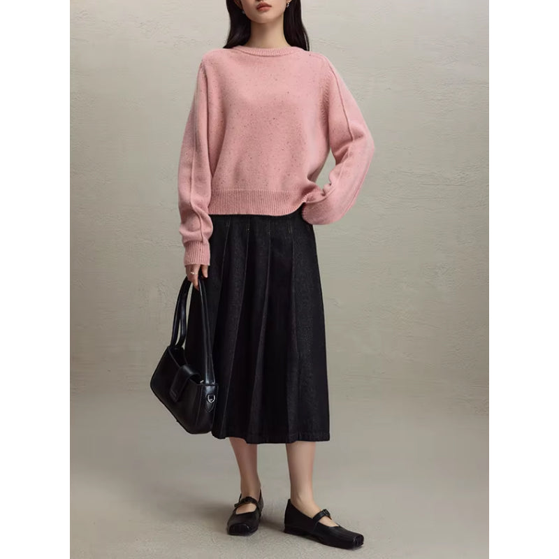 cozy soft round neck wool sweater, view 3 - MRSLM