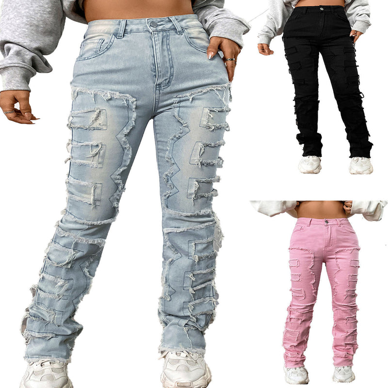 women's embroidered straight-leg jeans, view 2 - MRSLM