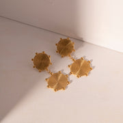 textured disc stud earrings, view 4 - MRSLM